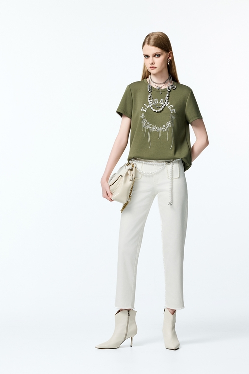 Patch Pockets White Jeans,Jeans