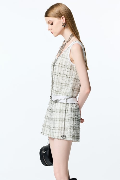 Plaid Tweed Shorts,Shorts