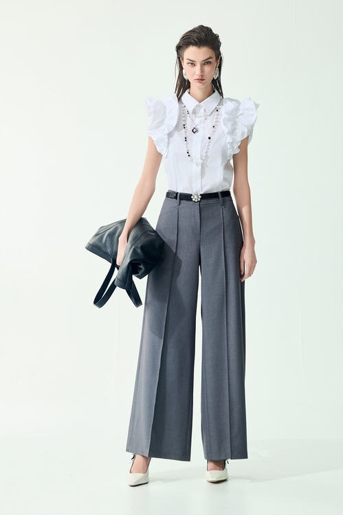 Classic Dark Grey Wide Leg Pants,,Classic Dark Grey Wide Leg Pants,Culottes,Season (SS) Look,pants