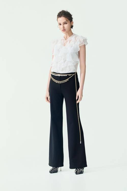 Full Pleated Chiffon Pants,,Full Pleated Chiffon Pants,Culottes,Season (SS) Look,pants,Bell-bottoms,Season (SS) Look,pants,Black pants