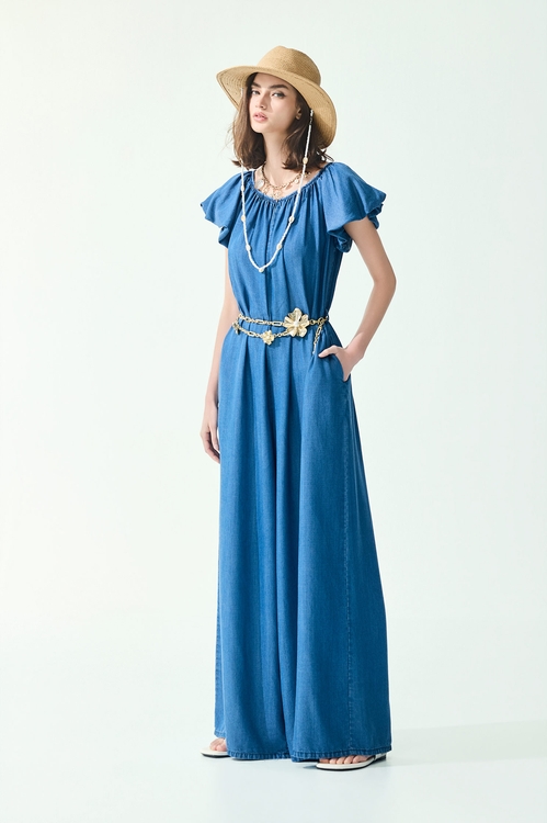 Soft Denim Wide Leg Jumpsuit,Season (SS) Look