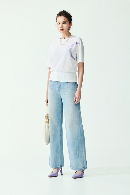 Beaded Detail Wide Leg Jeans,Season (SS) Look