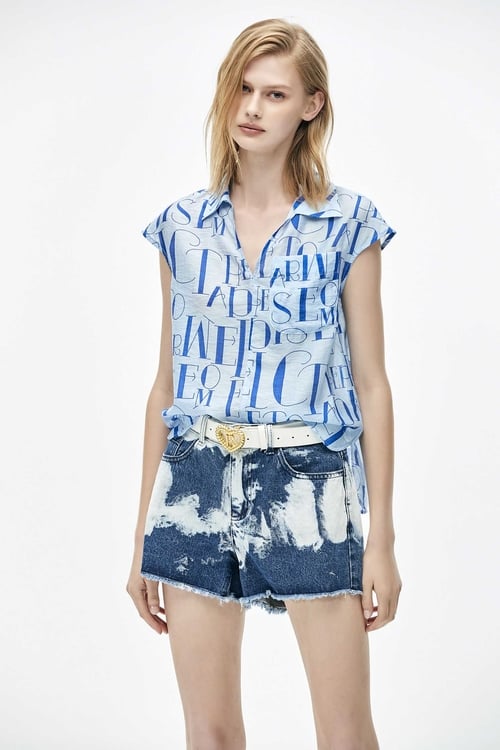 Bleach Tie-Dye Denim Shorts,Denim shorts