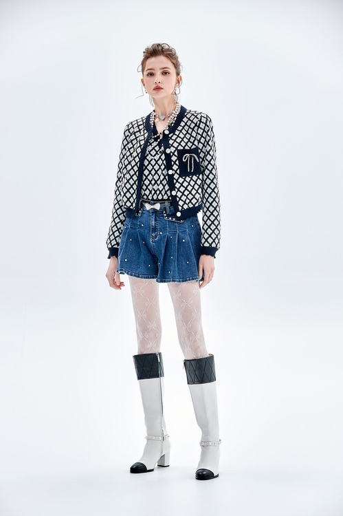 Denim Pleated Skorts,Skorts
