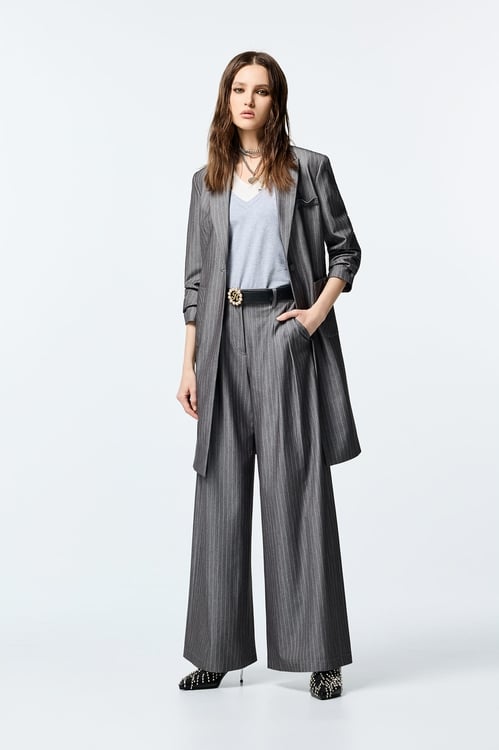 Pinstripe Wide Leg Pants,pants,Pants