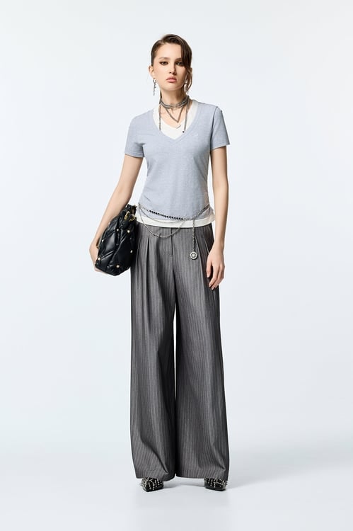 Pinstripe Wide Leg Pants,pants,Pants