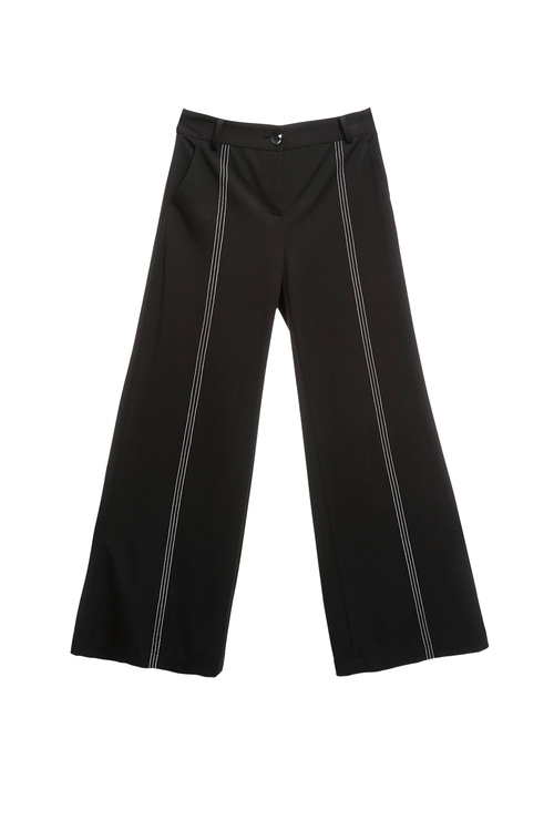 Contrast Stitching Detail Black Pants,Black pants
