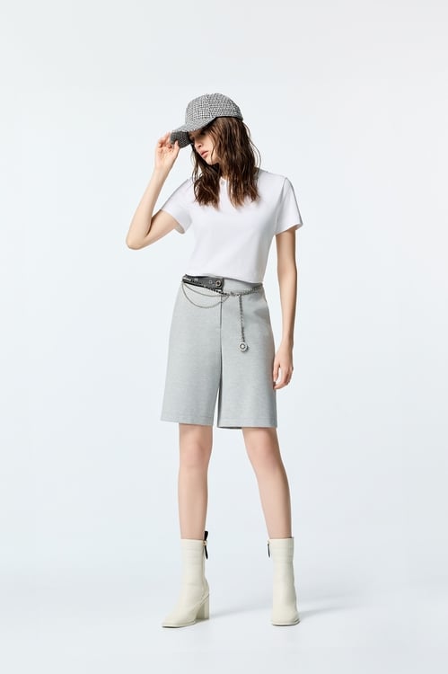Light Grey Casual Bermudas,pants,Pants
