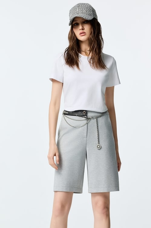 Light Grey Casual Bermudas,pants,Pants