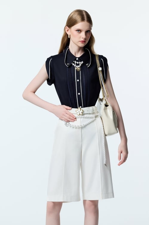 Basic White Wide Leg Crop Pants,pants,Pants