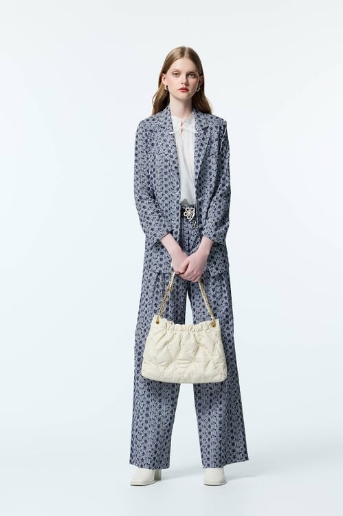 Navy Floral Embroidery Detail Wide Leg Pants,pants,Pants