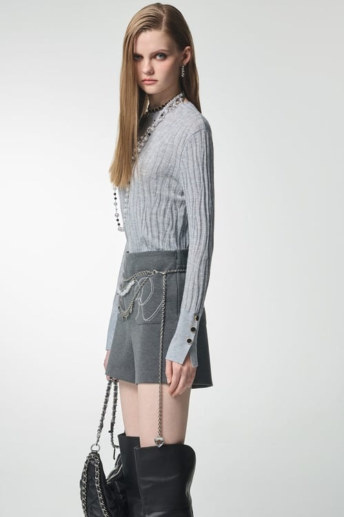 R Embroidery Logo Grey Shorts,Embroidered,Embroidered