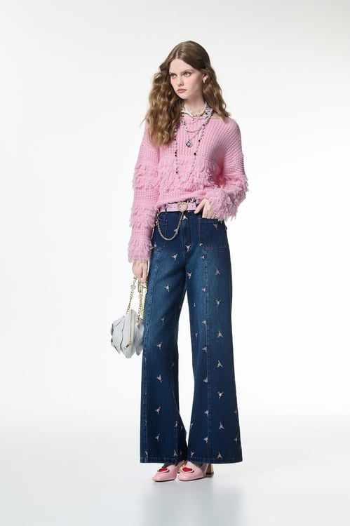 Rose Embroidery Jeans,Embroidered,Embroidered