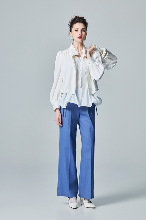 Bow Detail Blue Wide Leg Pants,Culottes,Culottes