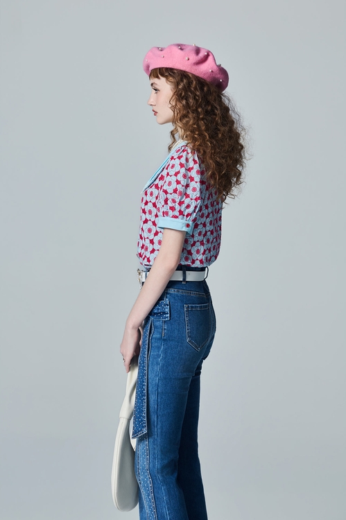 Bow Detail Boot Leg Jeans,pants,Pants