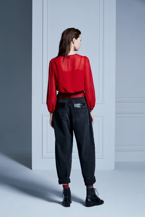 High Waist Boyfriend Pants,Rayon