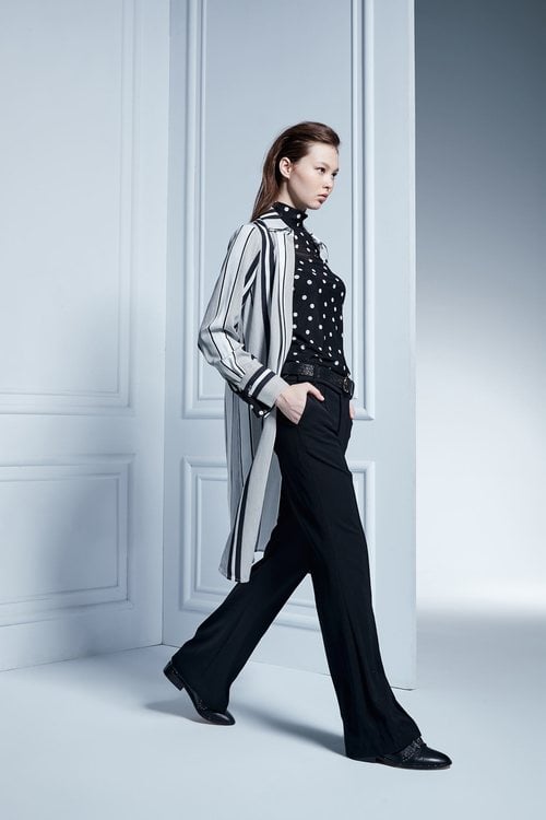 Leather strap trim trousers,Rayon