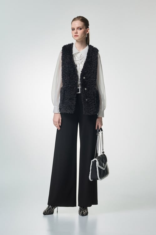 Jet Black Wide Leg Pants,Office Looks