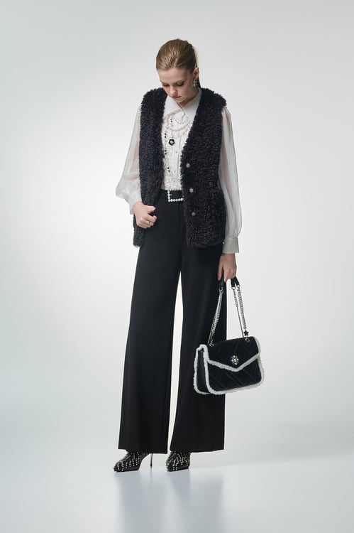 Jet Black Wide Leg Pants,Office Looks