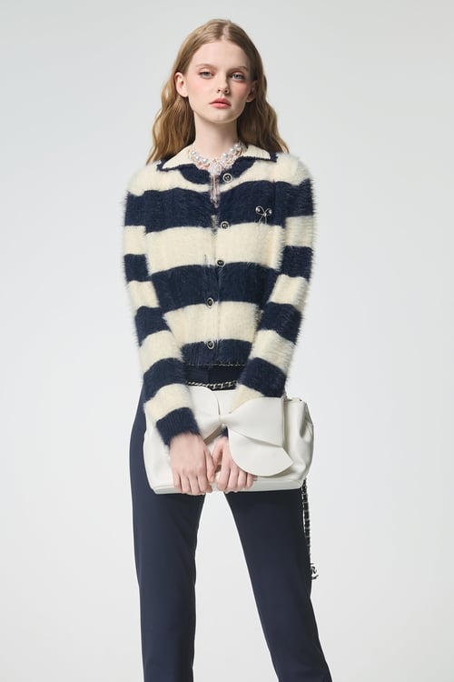 Bow Detail Navy Slim Fit Pants,bows