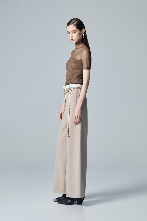 Milk Tea Brown Wide Leg Pants,,Milk Tea Brown Wide Leg Pants,Culottes,Season (AW) Look,Embroidered,pants,Knitted