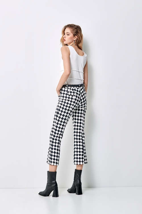 Hearts And Diamond Boot Leg Pants,Tailored pants