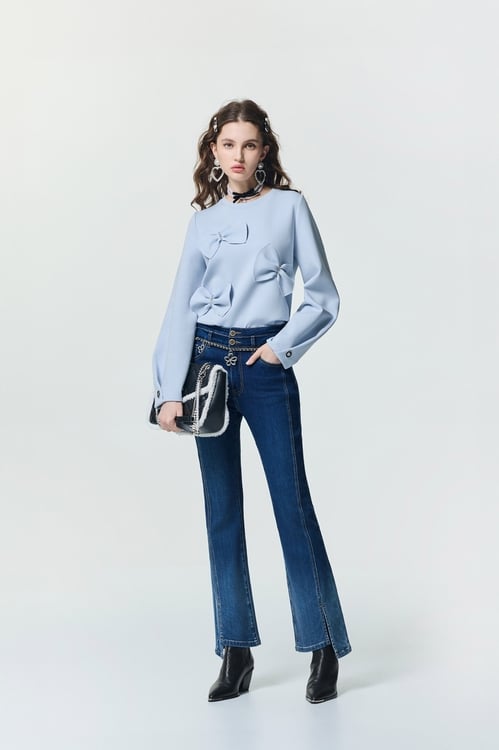 Front Slit Boot Leg Jeans,,Front Slit Boot Leg Jeans,Season (SS) Look,Plaid,Shorts,pants,Bell-bottoms,Season (SS) Look,pants,Season (SS) Look,Denim,Jeans,bows,pants