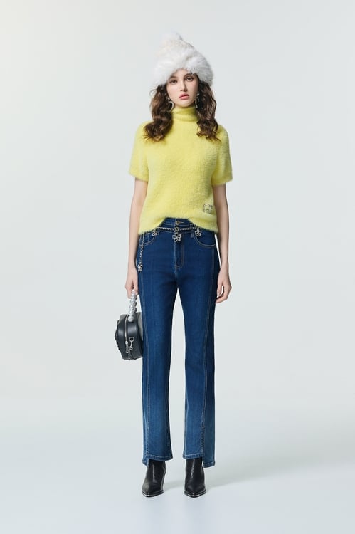 Front Slit Boot Leg Jeans,,Front Slit Boot Leg Jeans,Season (SS) Look,Plaid,Shorts,pants,Bell-bottoms,Season (SS) Look,pants,Season (SS) Look,Denim,Jeans,bows,pants