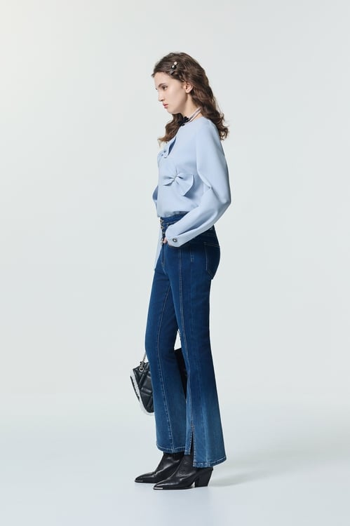Front Slit Boot Leg Jeans,,Front Slit Boot Leg Jeans,Season (SS) Look,Plaid,Shorts,pants,Bell-bottoms,Season (SS) Look,pants,Season (SS) Look,Denim,Jeans,bows,pants