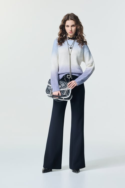 Contrast Stitching Detail Navy Pants,,Contrast Stitching Detail Navy Pants,Season (SS) Look,Plaid,Shorts,pants,Bell-bottoms,Season (SS) Look,pants