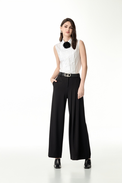 Asymmetric Wide Leg Pants,Black pants