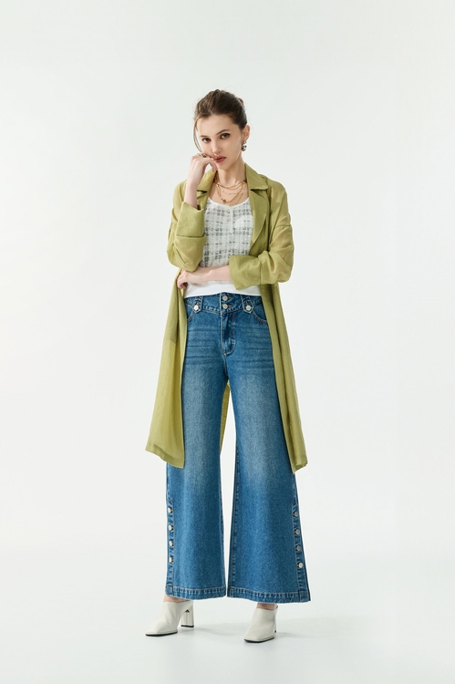 Side Slit Detail Wide Leg Jeans,,Side Slit Detail Wide Leg Jeans,Jackets,Outerwear,Season (SS) Look,Season (SS) Look,Denim,Jeans,pants