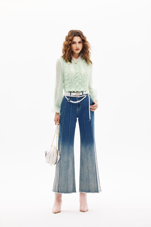 Gradient Wide Leg Jeans,Denim,Denim