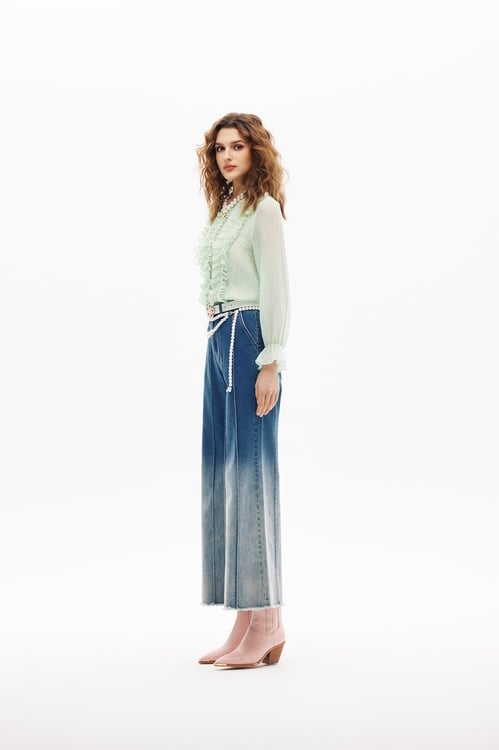 Gradient Wide Leg Jeans,Denim,Denim