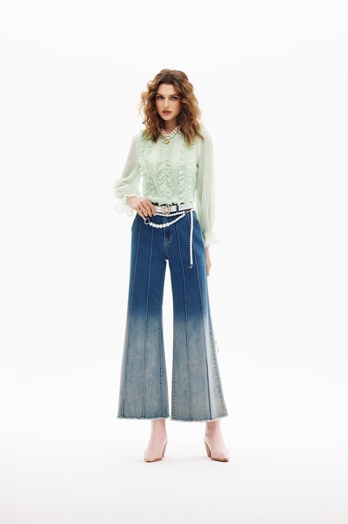 Gradient Wide Leg Jeans,Denim,Denim