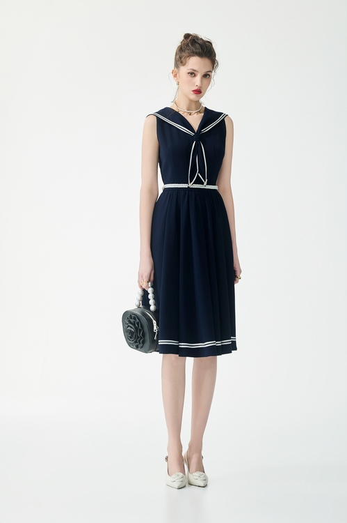 Sailor Collar Navy Sleevless Dress,,Sailor Collar Navy Sleevless Dress,Jackets,Embroidered,Outerwear,Season (SS) Look,White outerwear,Season (SS) Look,Mini skirts,Dresses,Season (SS) Look