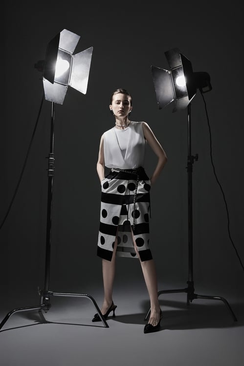 Stripe With Polka Dot Print Sleeveless Dress,dotcollection