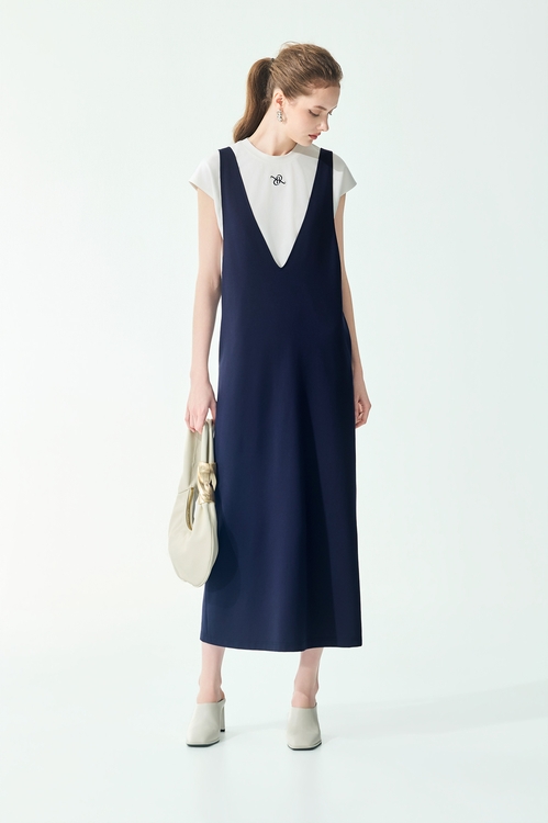 Sleeveless Navy Dress With Tee,,Sleeveless Navy Dress With Tee,Dresses,Season (SS) Look,Dresses,Embroidered,Season (SS) Look,Plaid,Lace,Chiffon,Dresses,Tops,Season (SS) Look