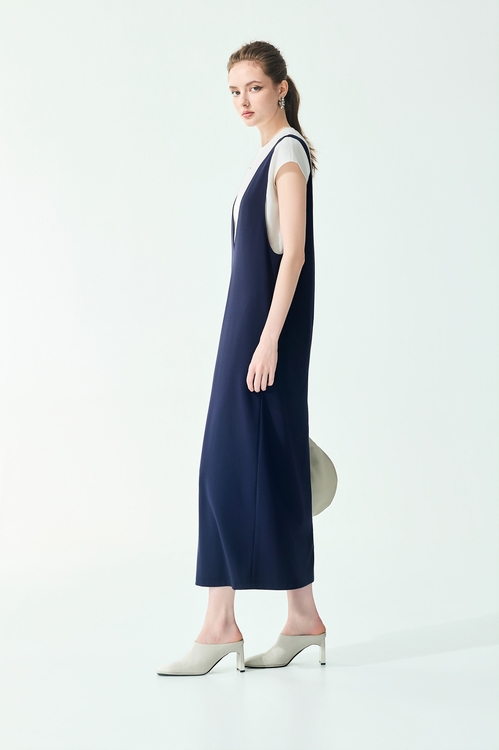 Sleeveless Navy Dress With Tee,,Sleeveless Navy Dress With Tee,Dresses,Season (SS) Look,Dresses,Embroidered,Season (SS) Look,Plaid,Lace,Chiffon,Dresses,Tops,Season (SS) Look