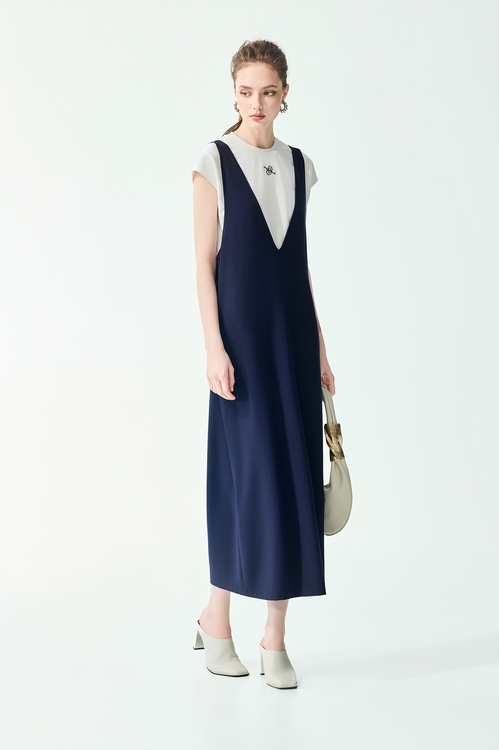 Sleeveless Navy Dress With Tee,,Sleeveless Navy Dress With Tee,Dresses,Season (SS) Look,Dresses,Embroidered,Season (SS) Look,Plaid,Lace,Chiffon,Dresses,Tops,Season (SS) Look