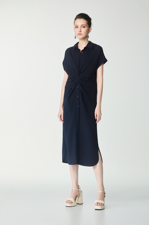 Front Twist Detail Navy Dress,,Front Twist Detail Navy Dress,Dresses,Season (SS) Look,Dresses,Embroidered,Season (SS) Look,Plaid,Lace,Chiffon,Dresses,Tops,Season (SS) Look,Dresses,Season (SS) Look