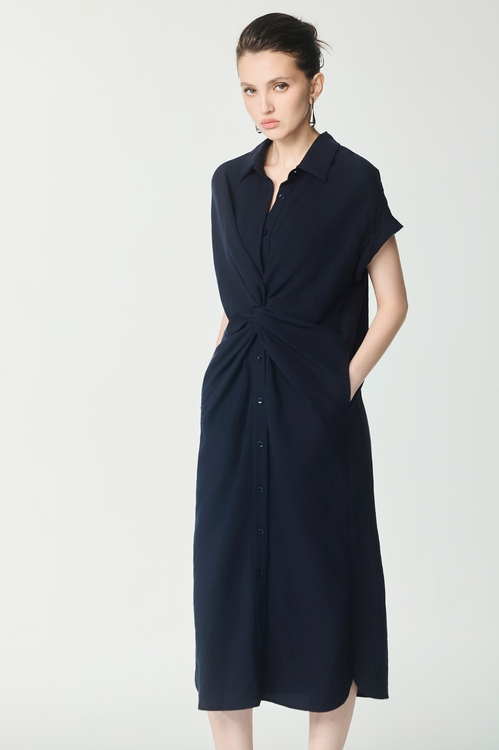 Front Twist Detail Navy Dress,,Front Twist Detail Navy Dress,Dresses,Season (SS) Look,Dresses,Embroidered,Season (SS) Look,Plaid,Lace,Chiffon,Dresses,Tops,Season (SS) Look,Dresses,Season (SS) Look