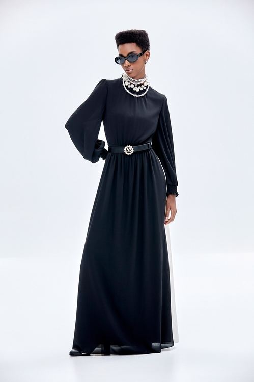 Long Sleeve Contrast Maxi Dress,Maxi dresses