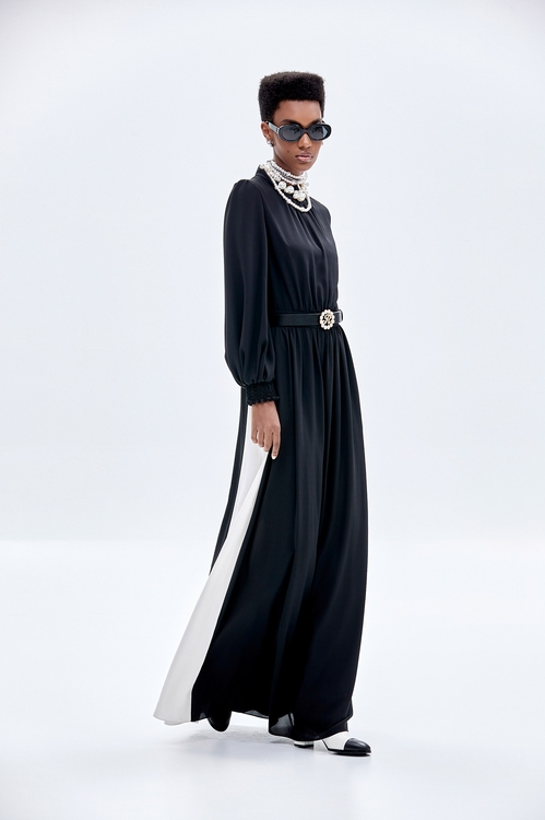 Long Sleeve Contrast Maxi Dress,Maxi dresses