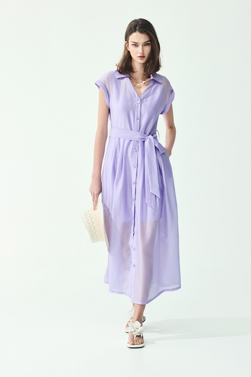 Purple Maxi Shirt Dress,Season (SS) Look