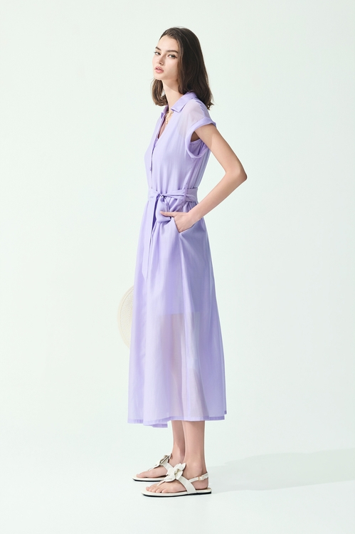 Purple Maxi Shirt Dress,Season (SS) Look