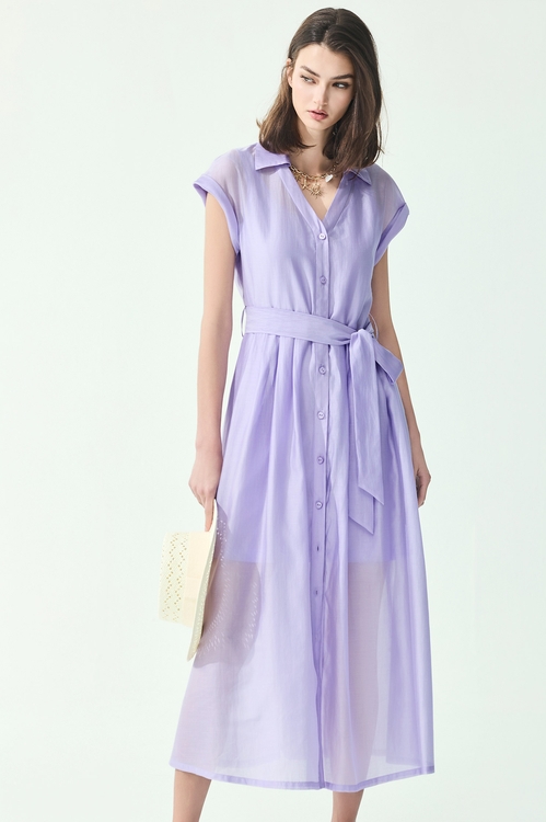 Purple Maxi Shirt Dress,Season (SS) Look