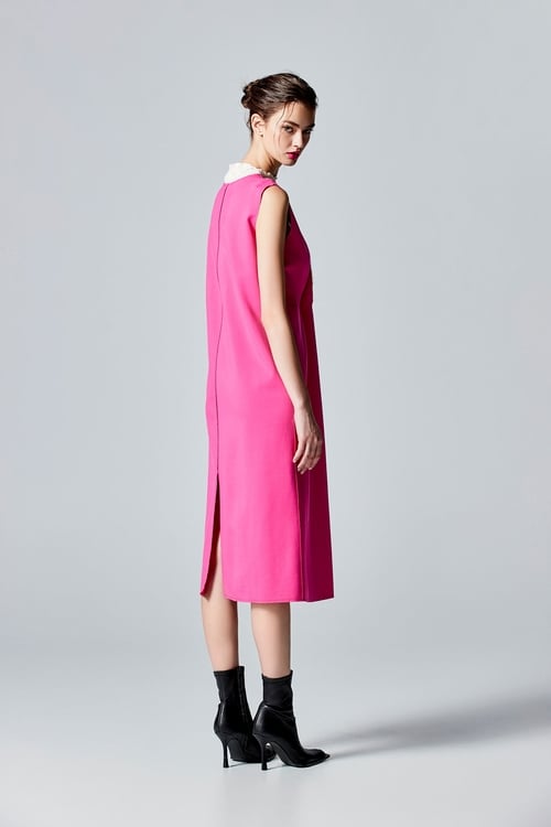 Fake Two Piece Sleeveless Contrast Lace Dress,,Fake Two Piece Sleeveless Contrast Lace Dress,Dresses,Season (SS) Look,pearl,Knitted,Dresses,Season (SS) Look,Maxi dresses