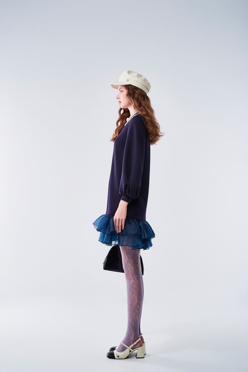 Ruffle Hem Long Sleeve Dress,,Ruffle Hem Long Sleeve Dress,Dresses,Season (AW) Look,Dresses,Season (SS) Look,Dresses,Knitted dresses,Stripe,Season (AW) Look,Knitted,Knitted dresses,Black dresses,Dresses,pearl,Season (AW) Look