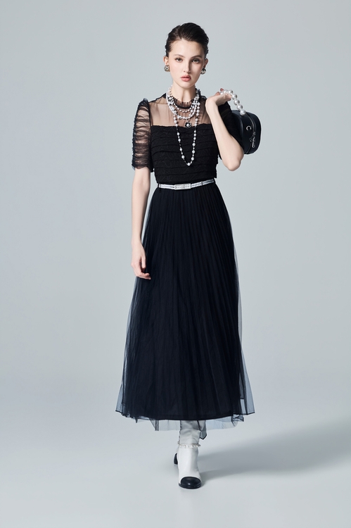 Pleated Tulle Black Dress,,Pleated Tulle Black Dress,Dresses,sleeveless tops,White dresses,Season (AW) Look,sleeveless tops,Chiffon,Dresses,White dresses,Season (AW) Look,Lace,Dresses,Season (AW) Look,Mesh fabric,Chiffon,Black dresses